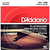 D'Addario EFW74 Flatwound Mandolin Strings, Phosphor Bronze, Medium, 11-36