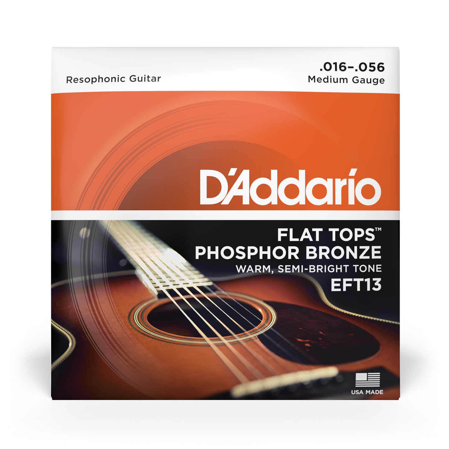 D'Addario EFT13 Flat Tops Phosphor Bronze Acoustic Guitar Strings, Resophonic Gu...