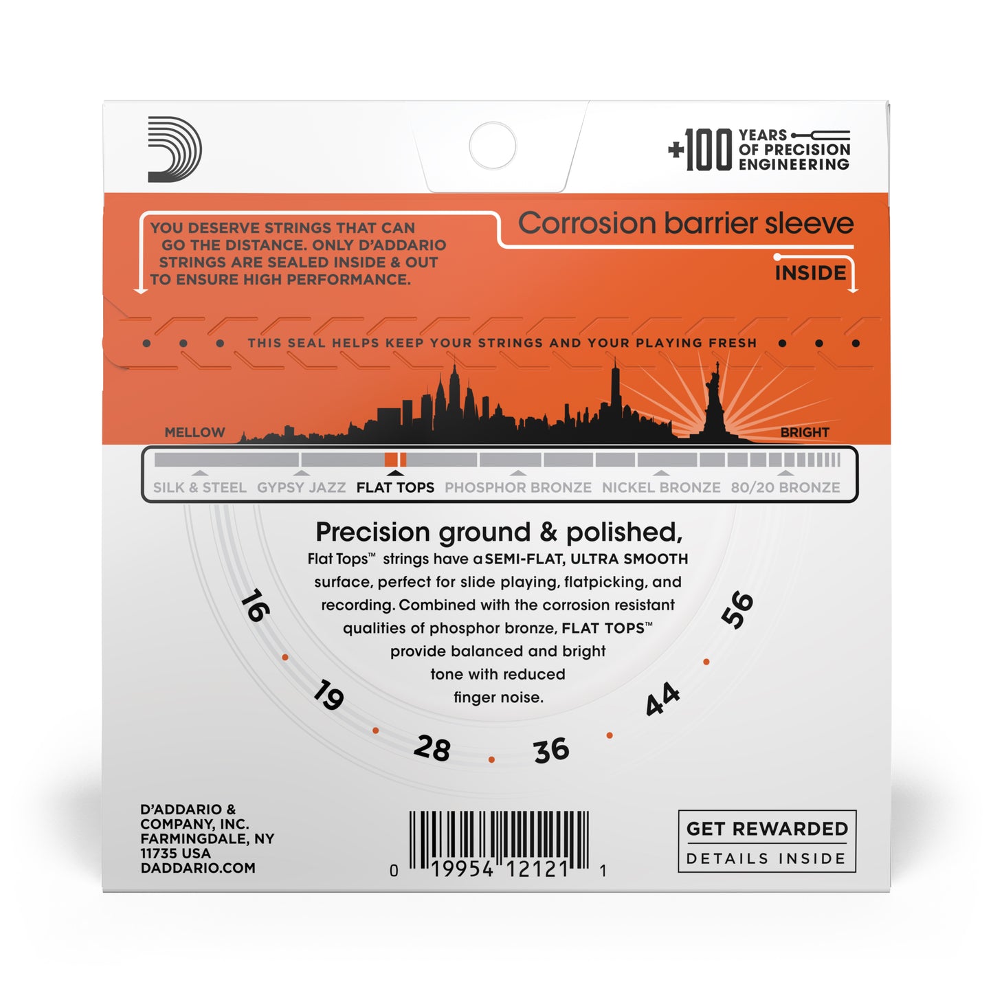 D'Addario EFT13 Flat Tops Phosphor Bronze Acoustic Guitar Strings, Resophonic Gu...