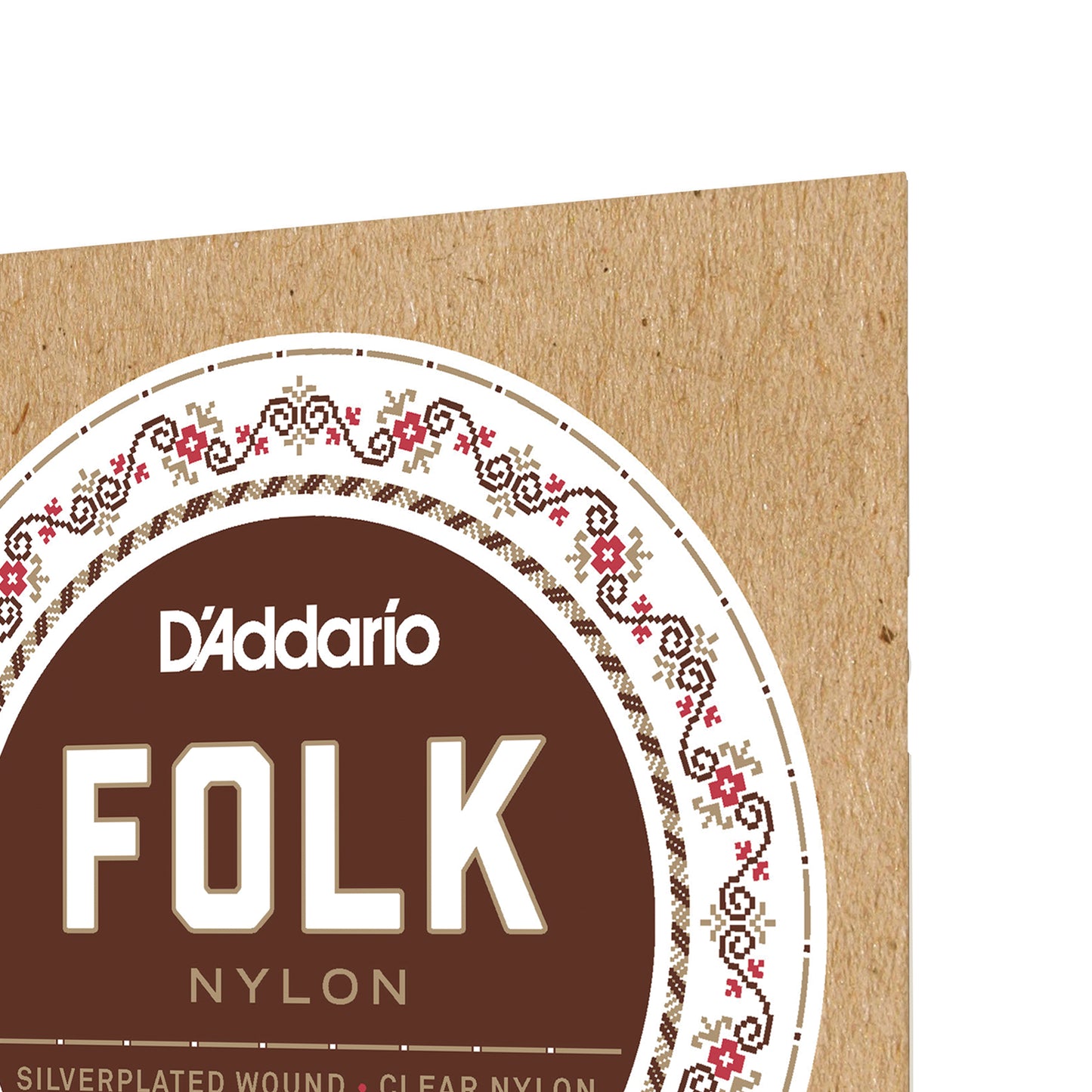 D'Addario EJ32 Folk Nylon Guitar Strings, Ball End, Silver Wound/Black Nylon Tre...