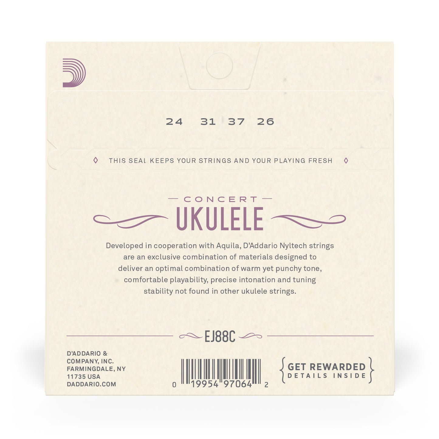 D'Addario EJ88C Nyltech Ukulele Strings, Concert