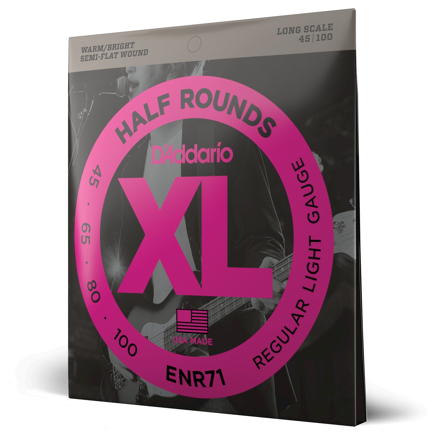 D'Addario ENR71 Half Round Bass Guitar Strings, Regular Light, 45-100, Long Scal...