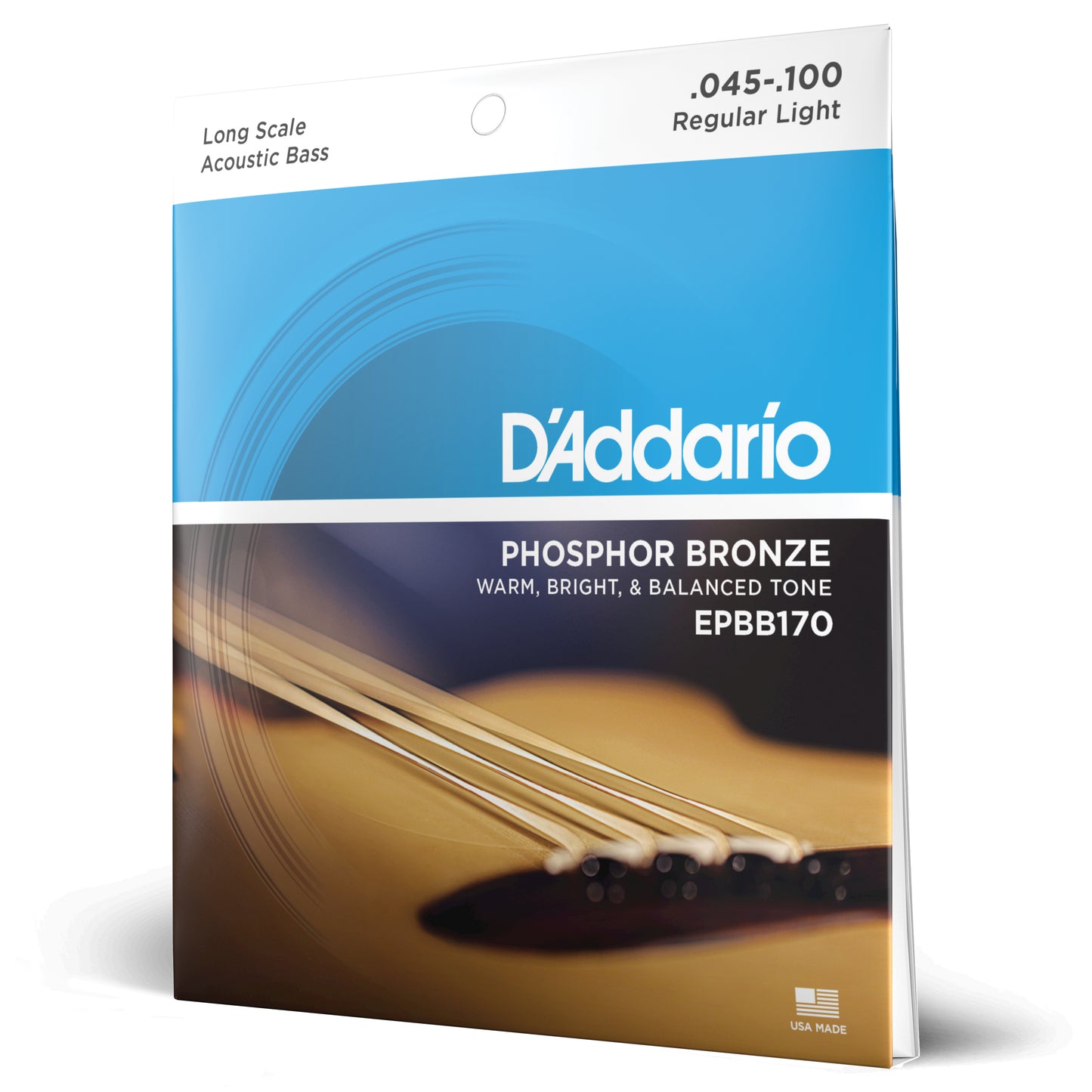 D'Addario EPBB170 Phosphor Bronze Acoustic Bass Strings, Long Scale, 45-100