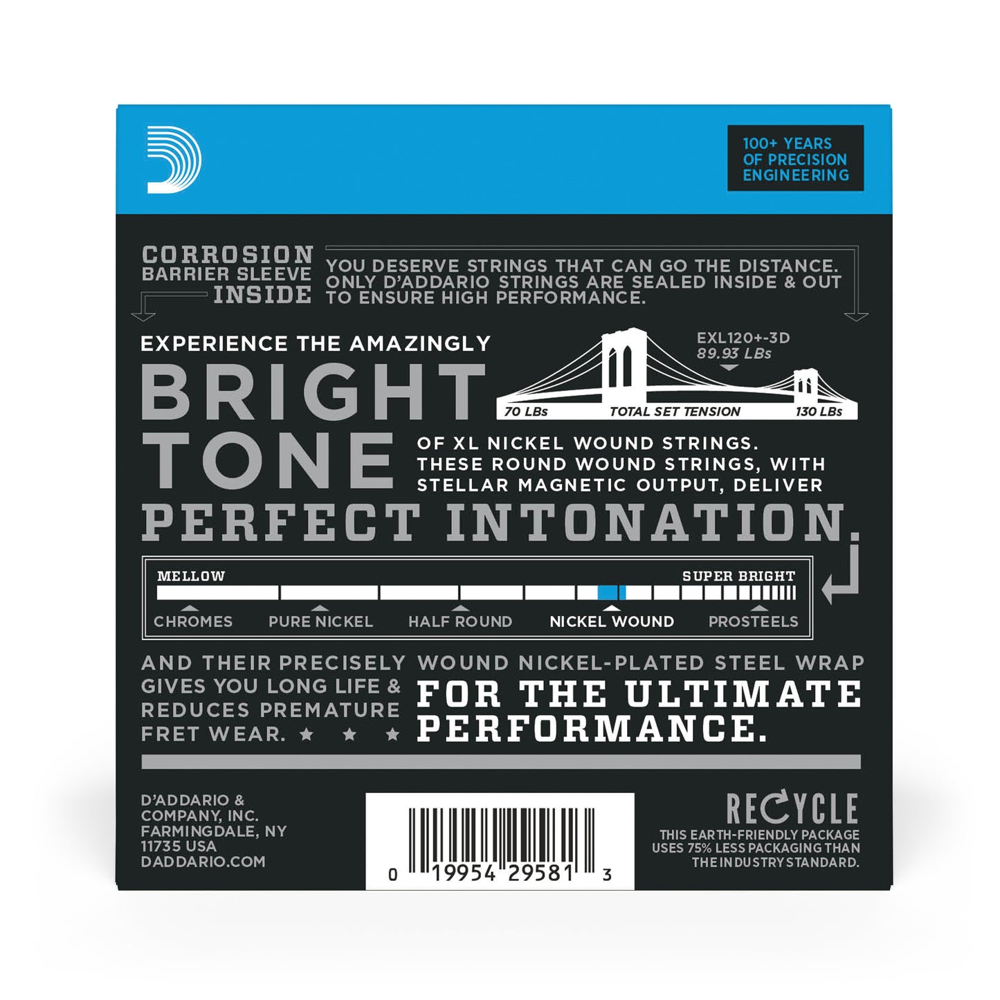 D'Addario EXL120+-3D Nickel Wound Electric Guitar Strings, Super Light Plus, 9.5...