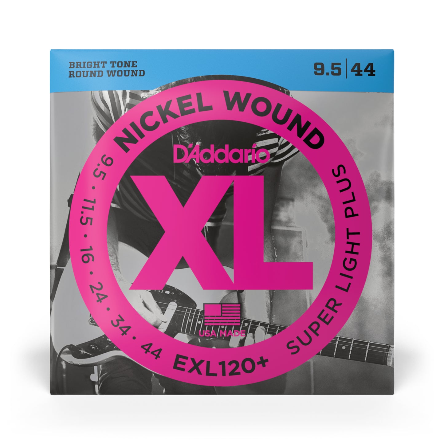 D'Addario EXL120+ Nickel Wound Electric Guitar Strings, Super Light Plus, 9.5-44