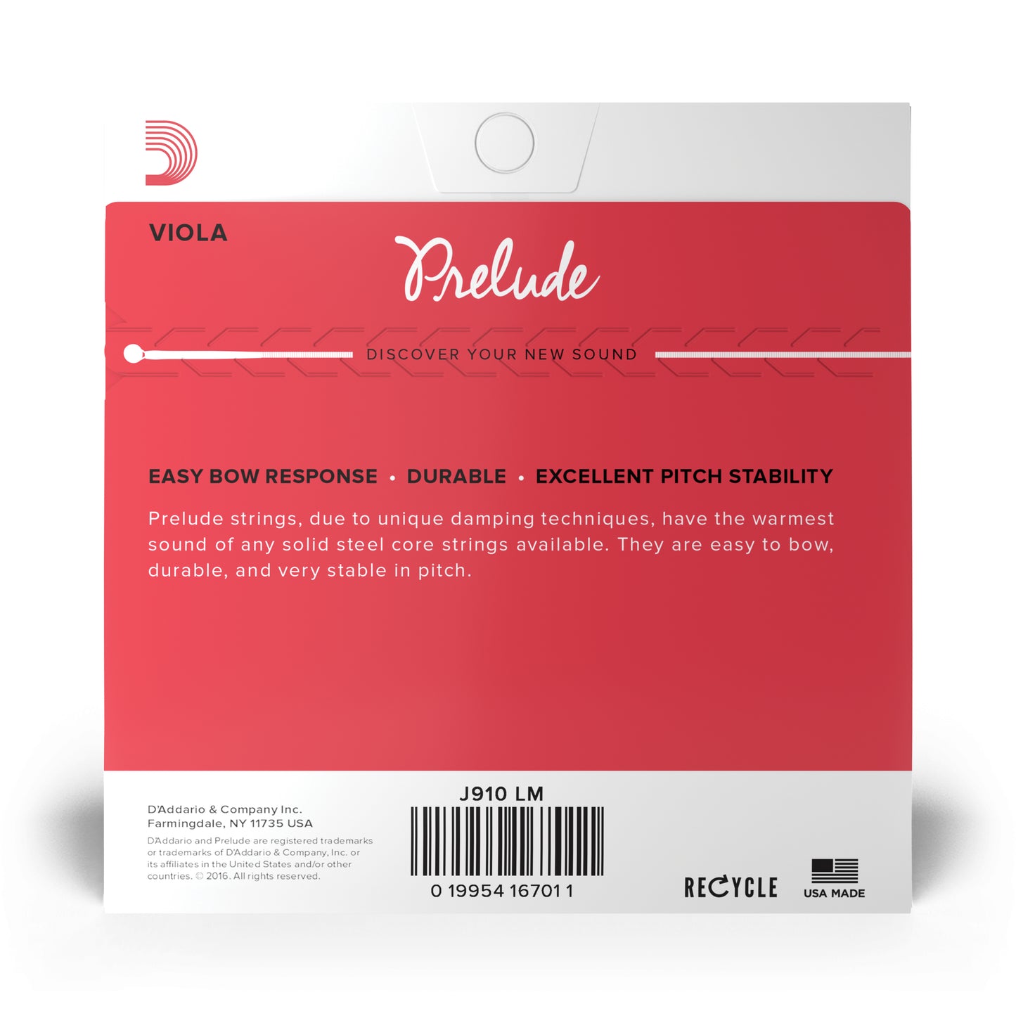 D'Addario Prelude Viola String Set, Long Scale, Medium Tension