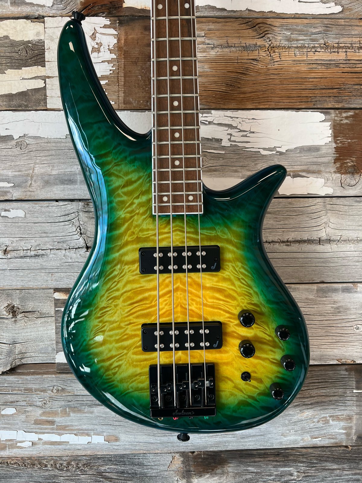 Jackson X Series Spectra Bass SBXQ IV, Amber Blue Burst (like new)