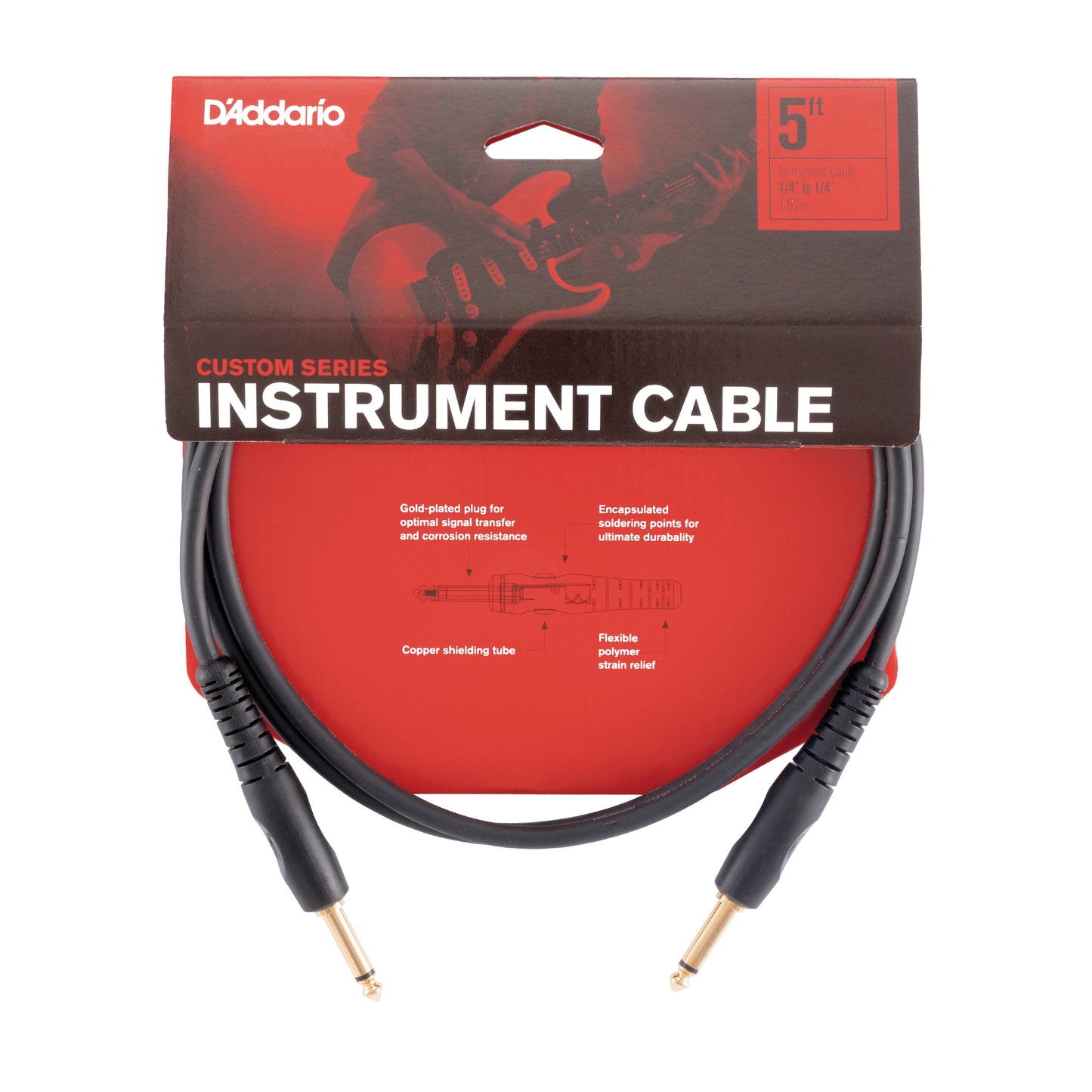 D'Addario Custom Series Instrument Cable, 5 feet