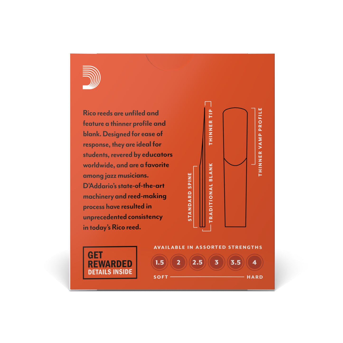 Rico by D'Addario Bb Clarinet Reeds, Strength 3, 10-pack