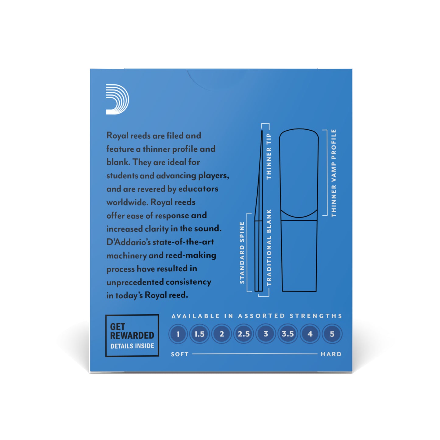 Royal by D'Addario Alto Sax Reeds, Strength 2.5, 10-pack