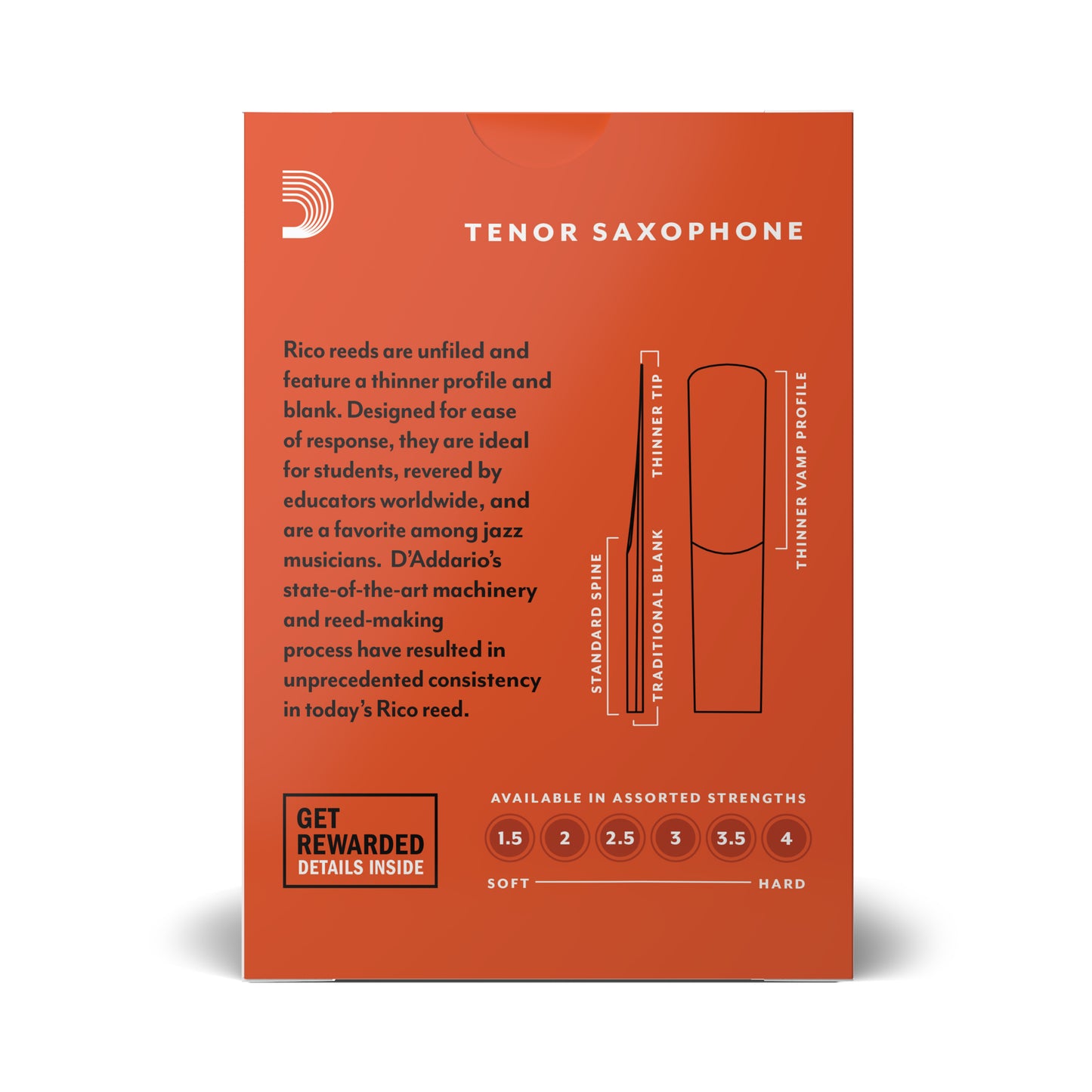 Rico by D'Addario Tenor Sax Reeds, Strength 3, 10-pack