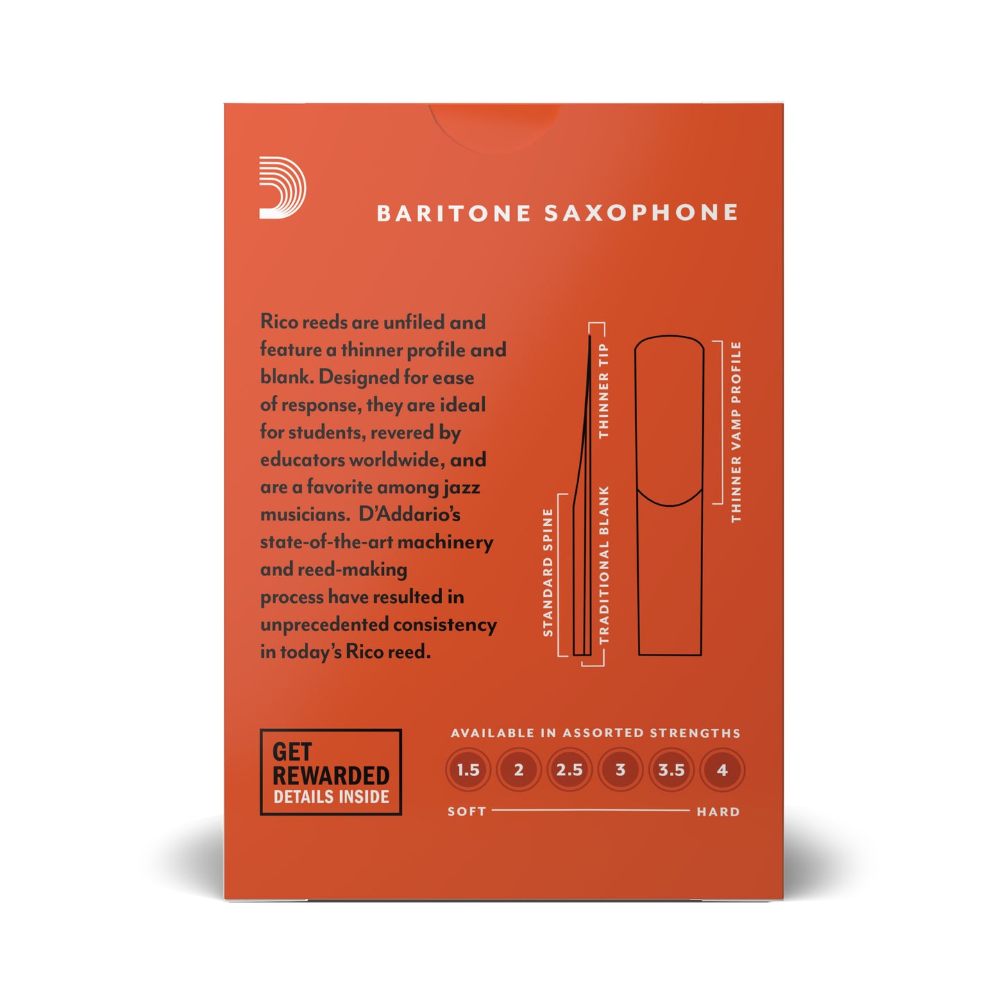 Rico by D'Addario Baritone Sax Reeds, Strength 4, 10-pack