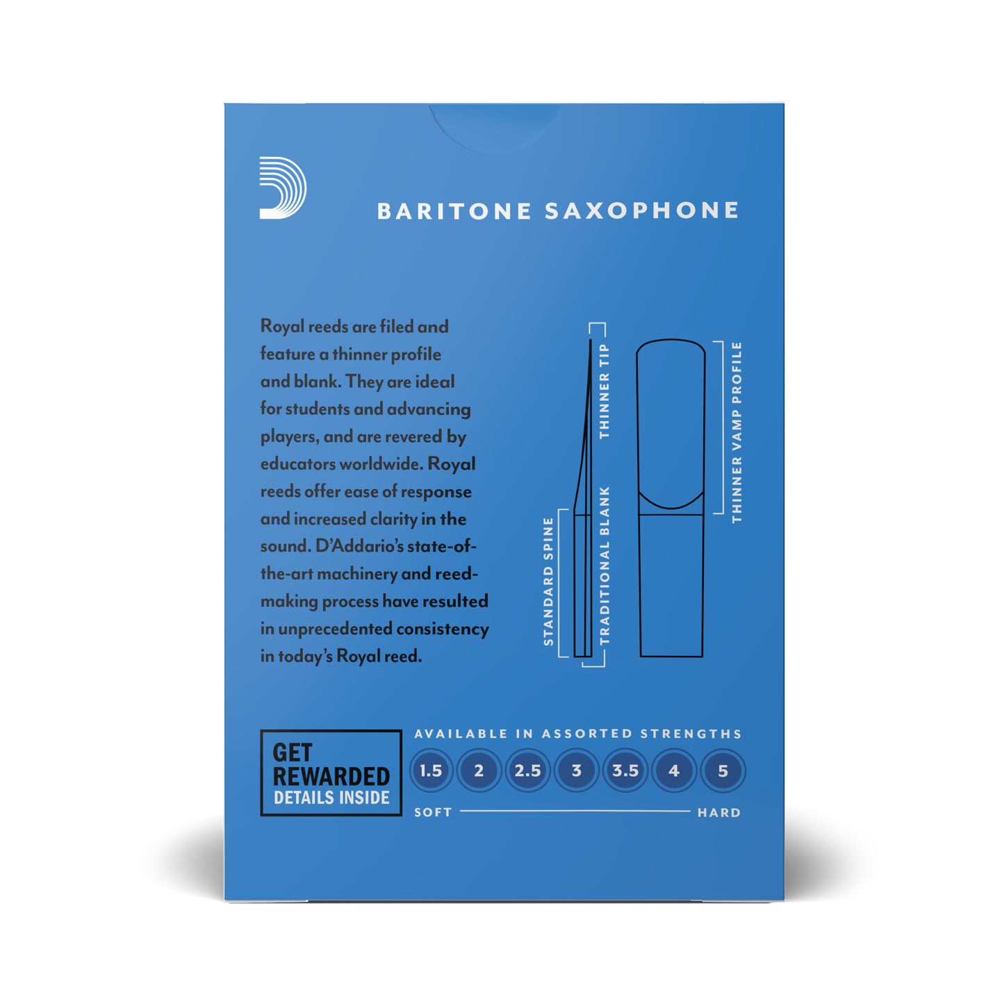 Royal by D'Addario Baritone Sax Reeds, Strength 3, 10-pack