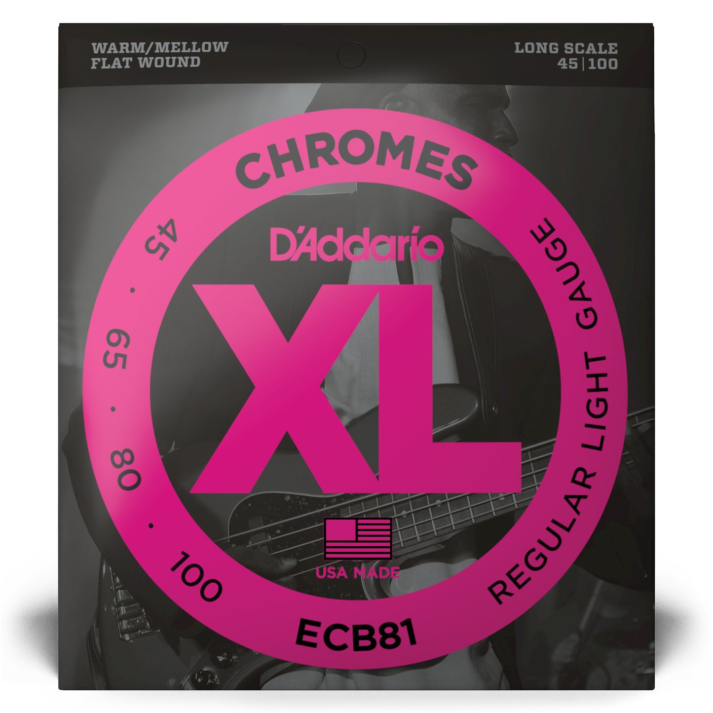 D'Addario ECB81 Chromes Bass Guitar Strings, Light, 45-100, Long Scale
