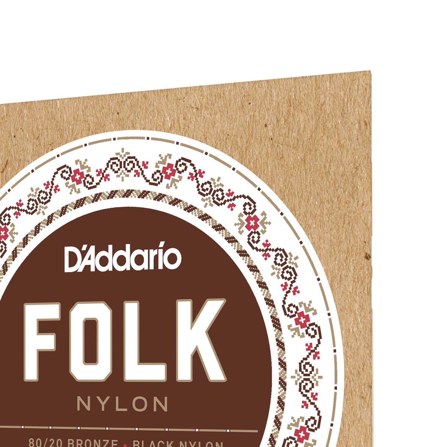 D'Addario EJ34 Folk Nylon Guitar Strings, Ball End, 80/20 Bronze/Black Nylon Tre...
