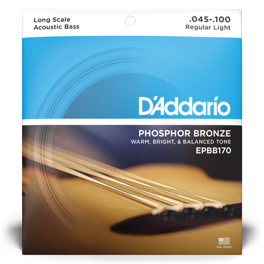 D'Addario EPBB170 Phosphor Bronze Acoustic Bass Strings, Long Scale, 45-100