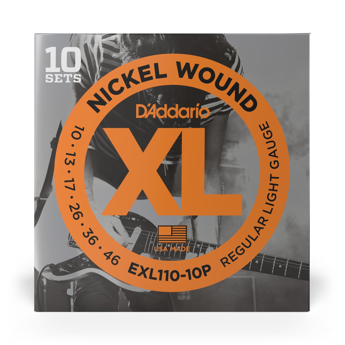 D'Addario EXL110-10P Nickel Wound Electric Guitar Strings, Regular Light, 10-46,...