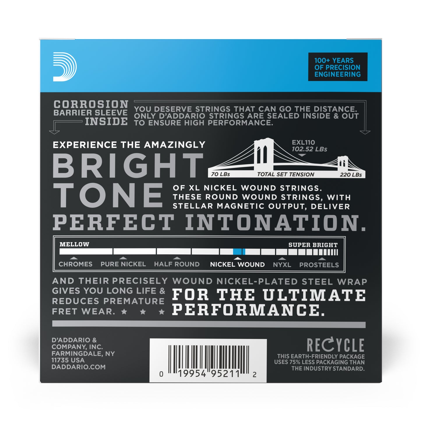 D'Addario EXL110-10P Nickel Wound Electric Guitar Strings, Regular Light, 10-46,...
