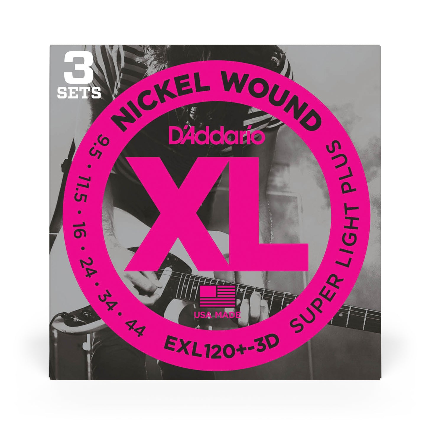 D'Addario EXL120+-3D Nickel Wound Electric Guitar Strings, Super Light Plus, 9.5...
