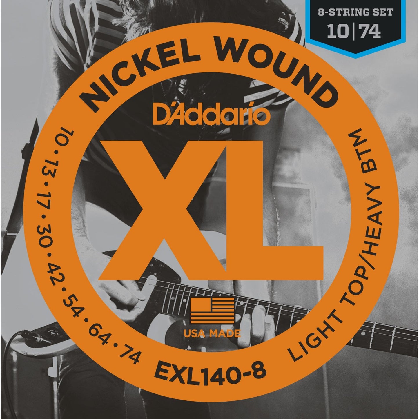 D'Addario EXL140-8 8-String Nickel Wound Electric Guitar Strings Light Top/Heavy...