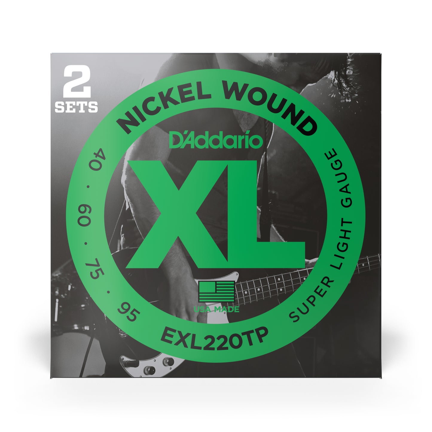D'Addario EXL220TP Nickel Wound Bass Guitar Strings, Super Light, 40-95, 2 Sets,...
