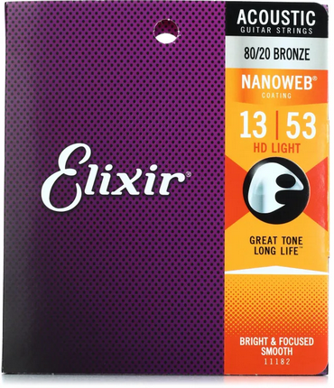 Elixir 80/20 Bronze Nanoweb Coated Acoustic Guitar Strings Medium (13 - 56)