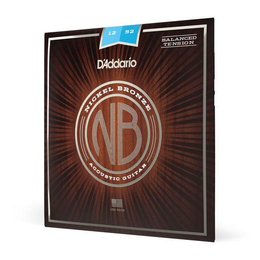 D'Addario NB1252BT Nickel Bronze Acoustic Guitar Strings, Balanced Tension Light...