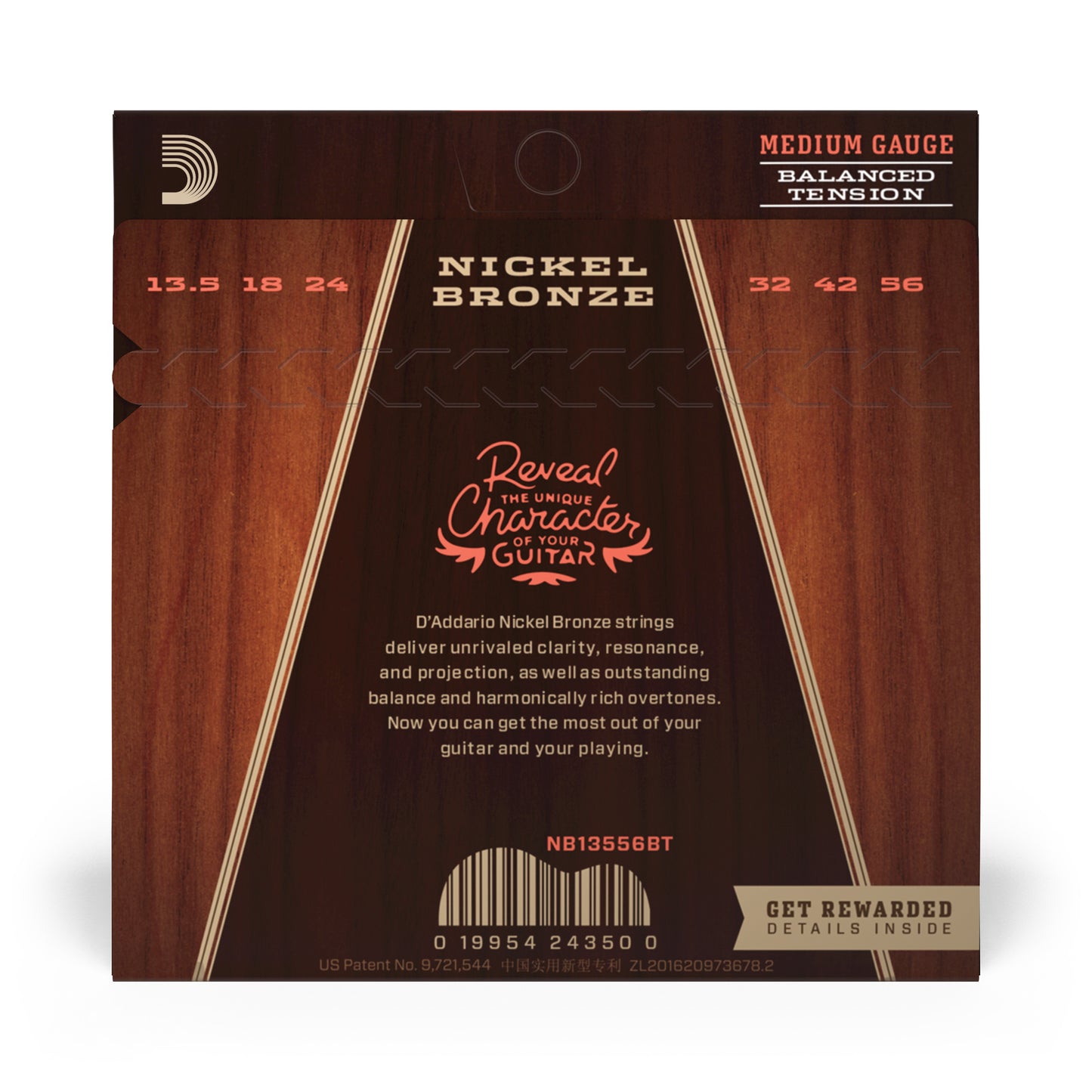 D'Addario NB13556BT Nickel Bronze Acoustic Guitar Strings, Balanced Tension Medi...
