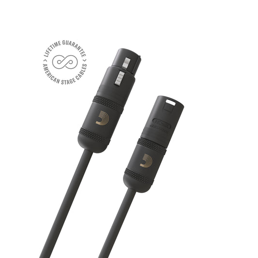 D'Addario American Stage Series Microphone Cable, XLR Male to XLR Female, 10 feet