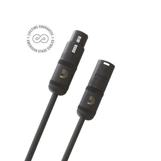D'Addario American Stage Series Microphone Cable, XLR Male to XLR Female, 10 feet