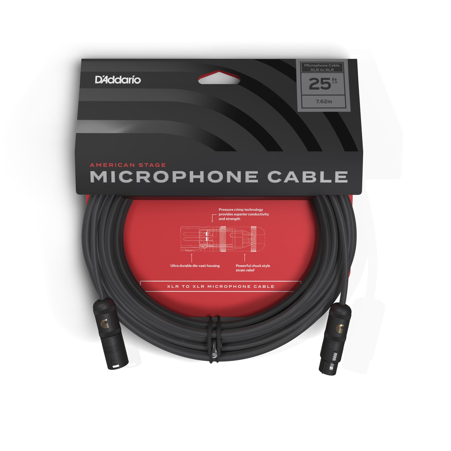 D'Addario American Stage Series Microphone Cable, XLR Male to XLR Female, 25 fee...