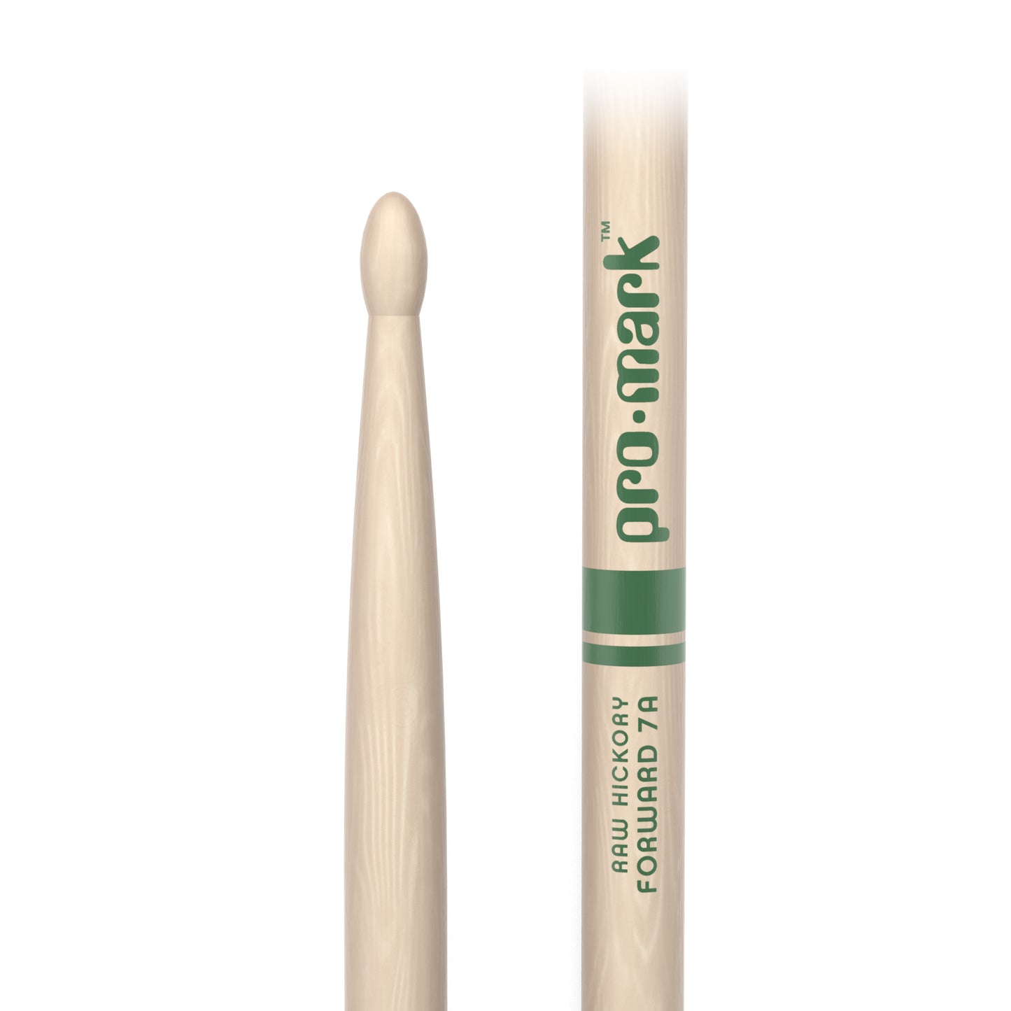 ProMark Classic Forward 7A Raw Hickory Drumstick, Oval Wood Tip