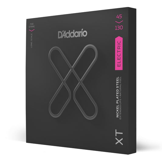 D'Addario XTB45130 XT Bass Nickel Plated Steel, Regular Light, 5-String Long Sca...